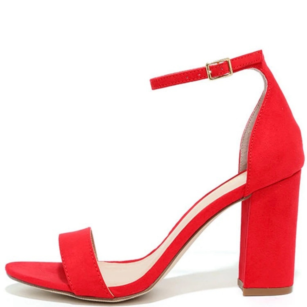 Elegant Red Block Heel Sandals